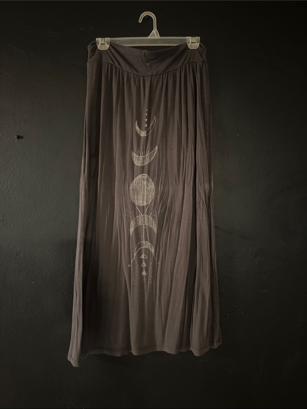 EARTHBOUND Black Maxi Skirt with Moon Phase Print